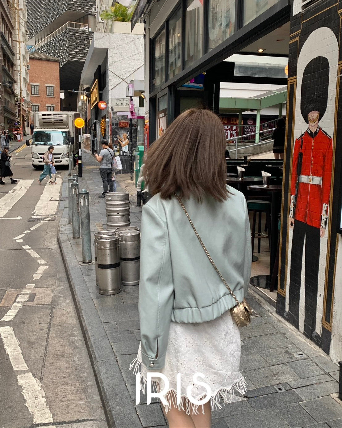 Vacation in HK |Lake Mist Faux Leather Jacket