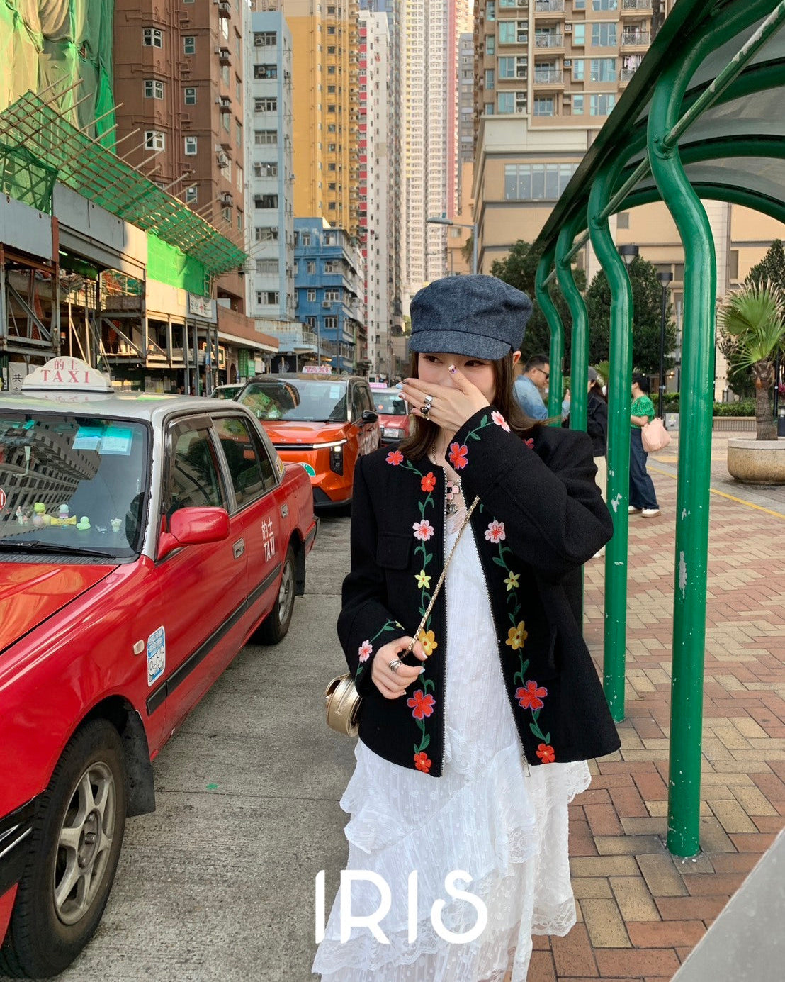 Vacation in HK | Blooming Floral Embroidered Black Jacket