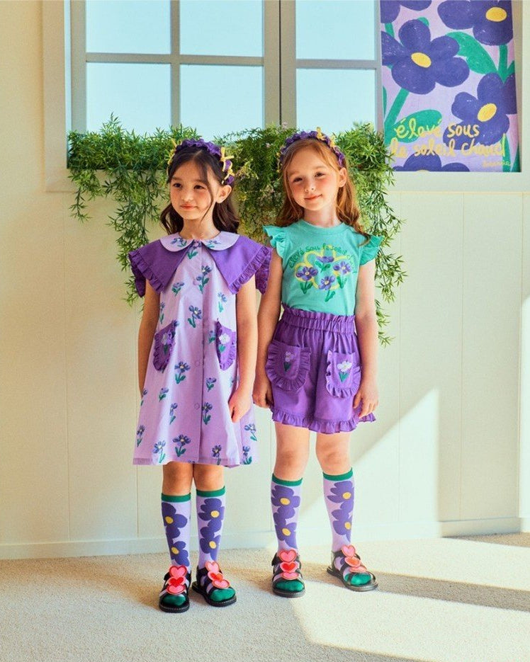 Purple Meadow Ruffle Dress - Lavender & Deep Grape