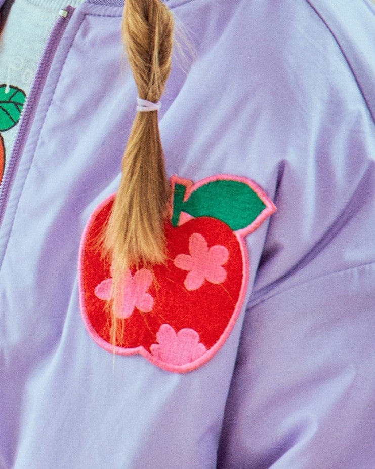 Reversible Apple Bloom Bomber Jacket - Lavender & Cream
