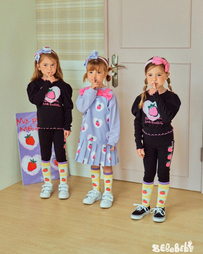 Kids Strawberry Heart Print Long Sleeve Top