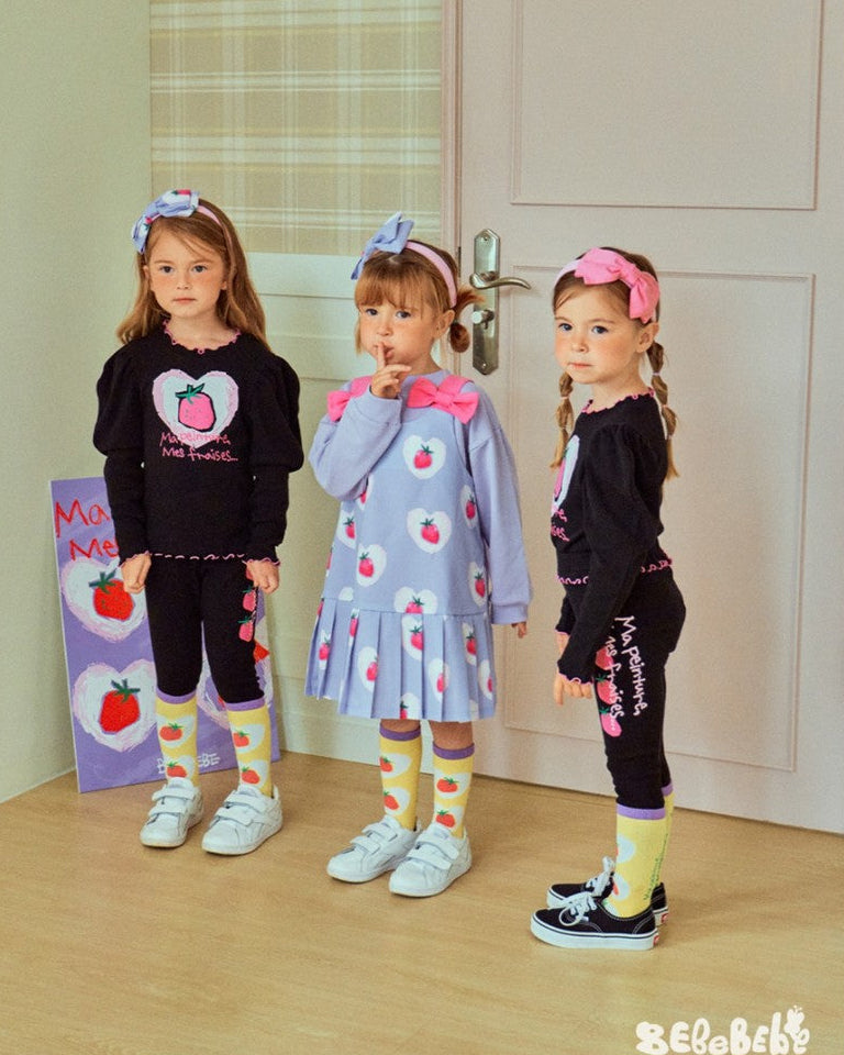 Sweet Strawberry Bow Dress for Little Girls