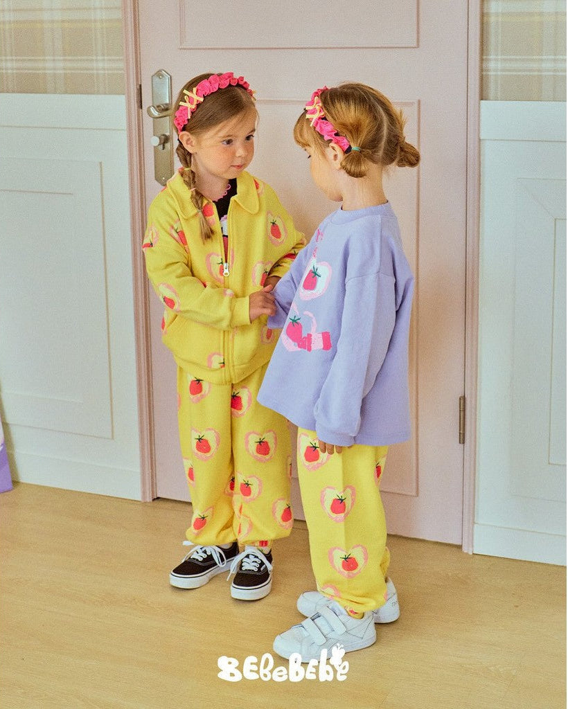 Cute Fruit Print Zip Jogger Pants