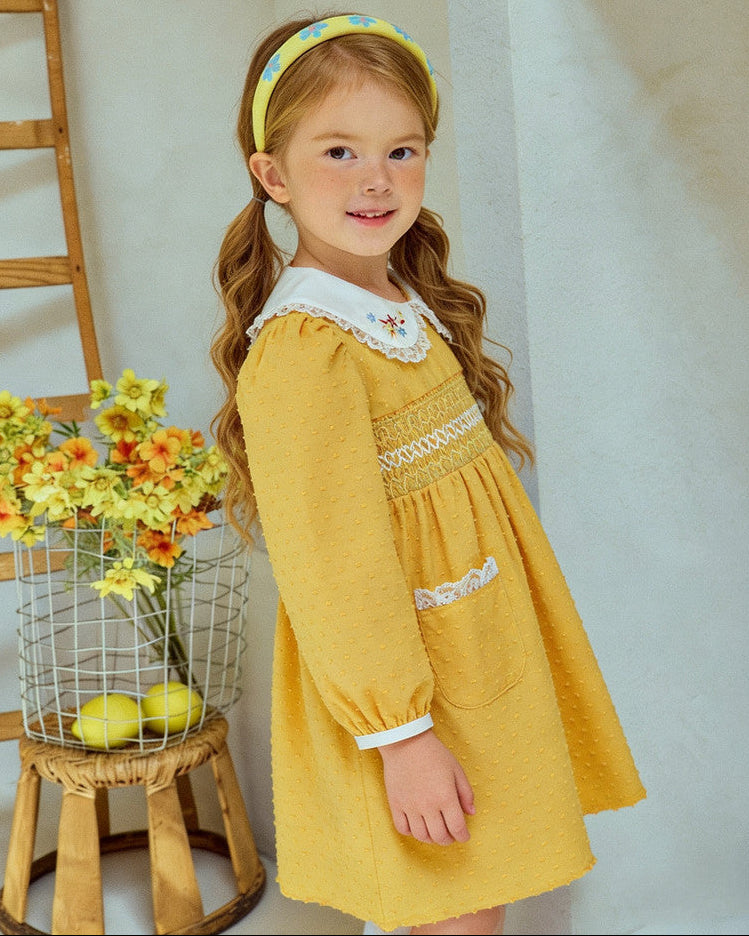 Golden Era Smocked Dress - Amber Honey