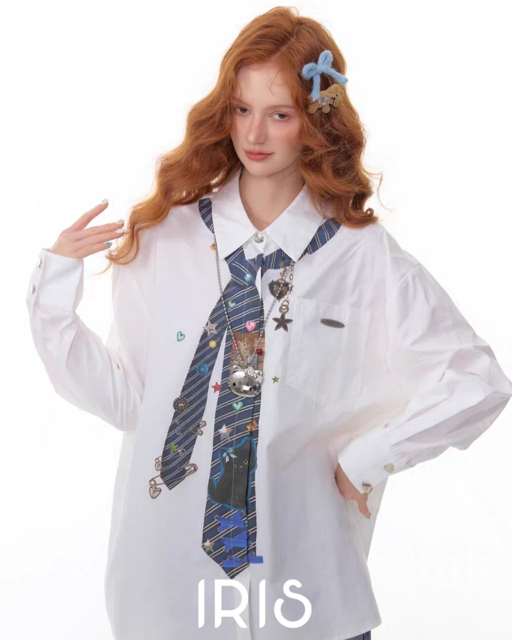 Cloudy Blue Playful Graphic Tie Shirt
