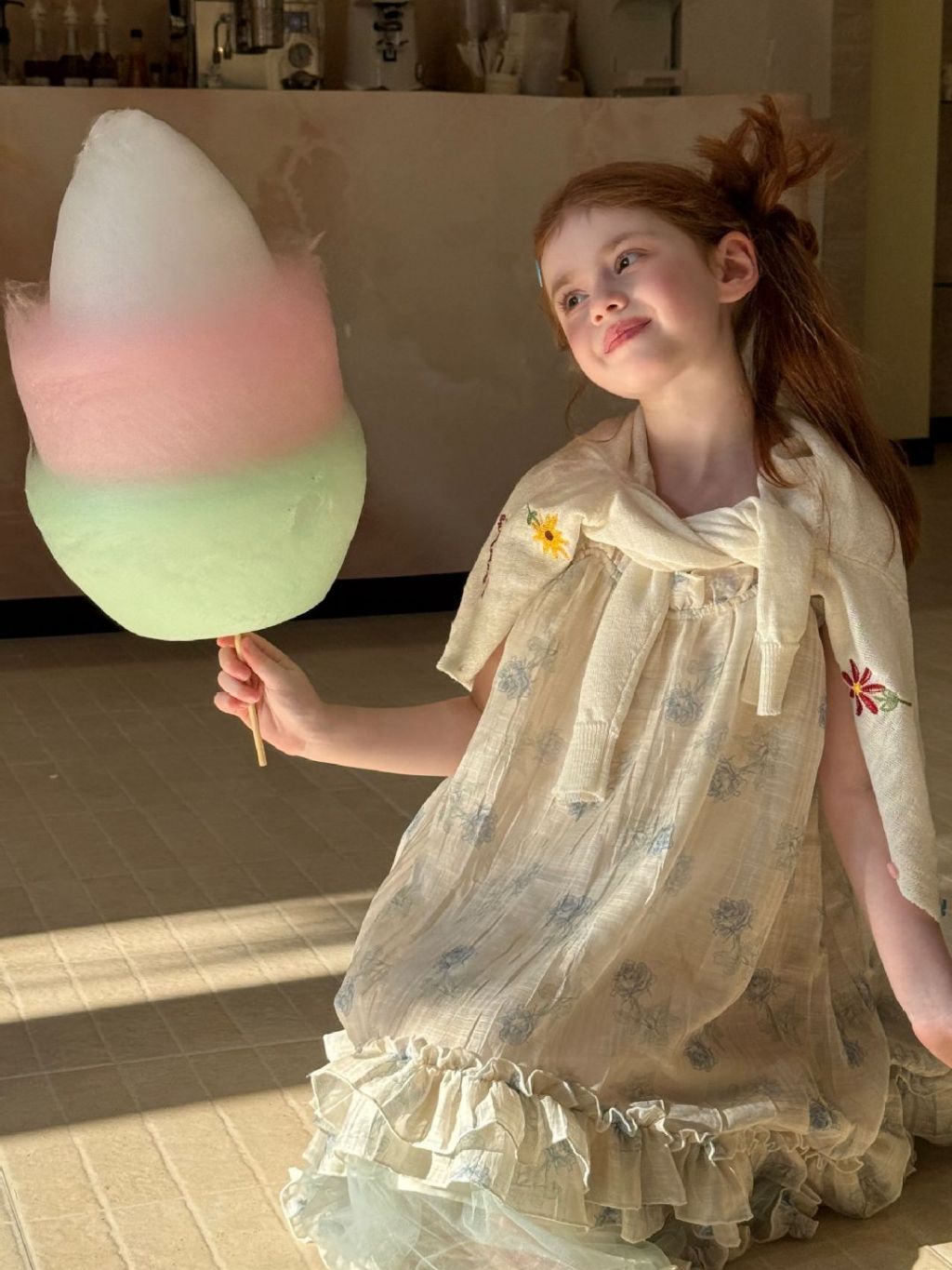 Vintage Rose Meadow Tulle Dress - Antique Cream