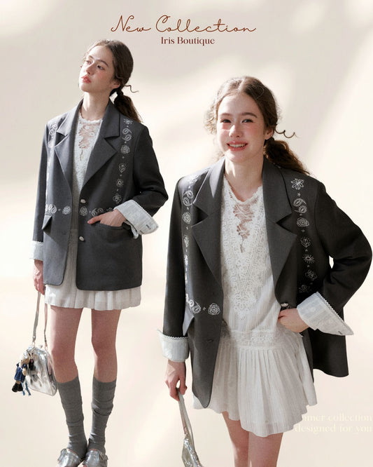 Floral Embroidered Blazer