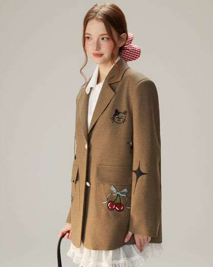 Artisanal Patchwork Academy Blazer - Roasted Chestnut