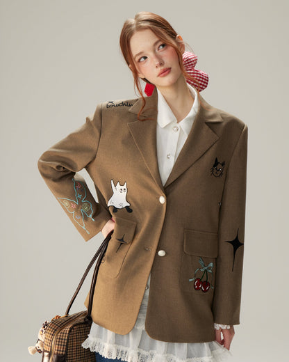 Artisanal Patchwork Academy Blazer - Roasted Chestnut