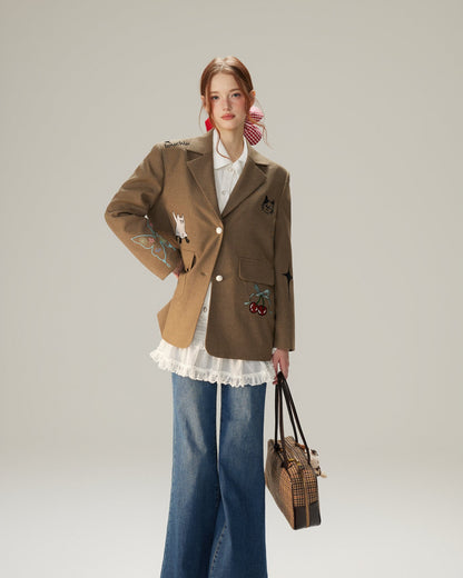 Artisanal Patchwork Academy Blazer - Roasted Chestnut