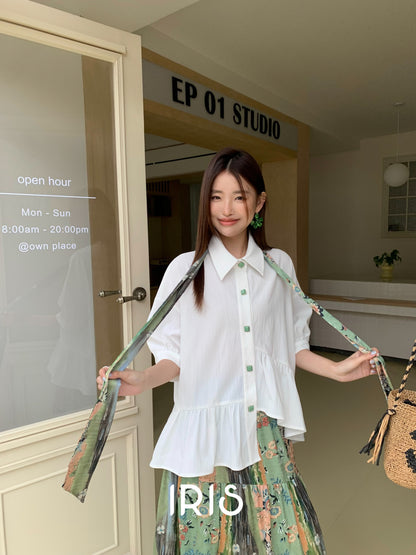 Cloud Tie-Neck Oversized Shirt - Arctic White