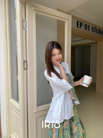 Cloud Tie-Neck Oversized Shirt - Arctic White