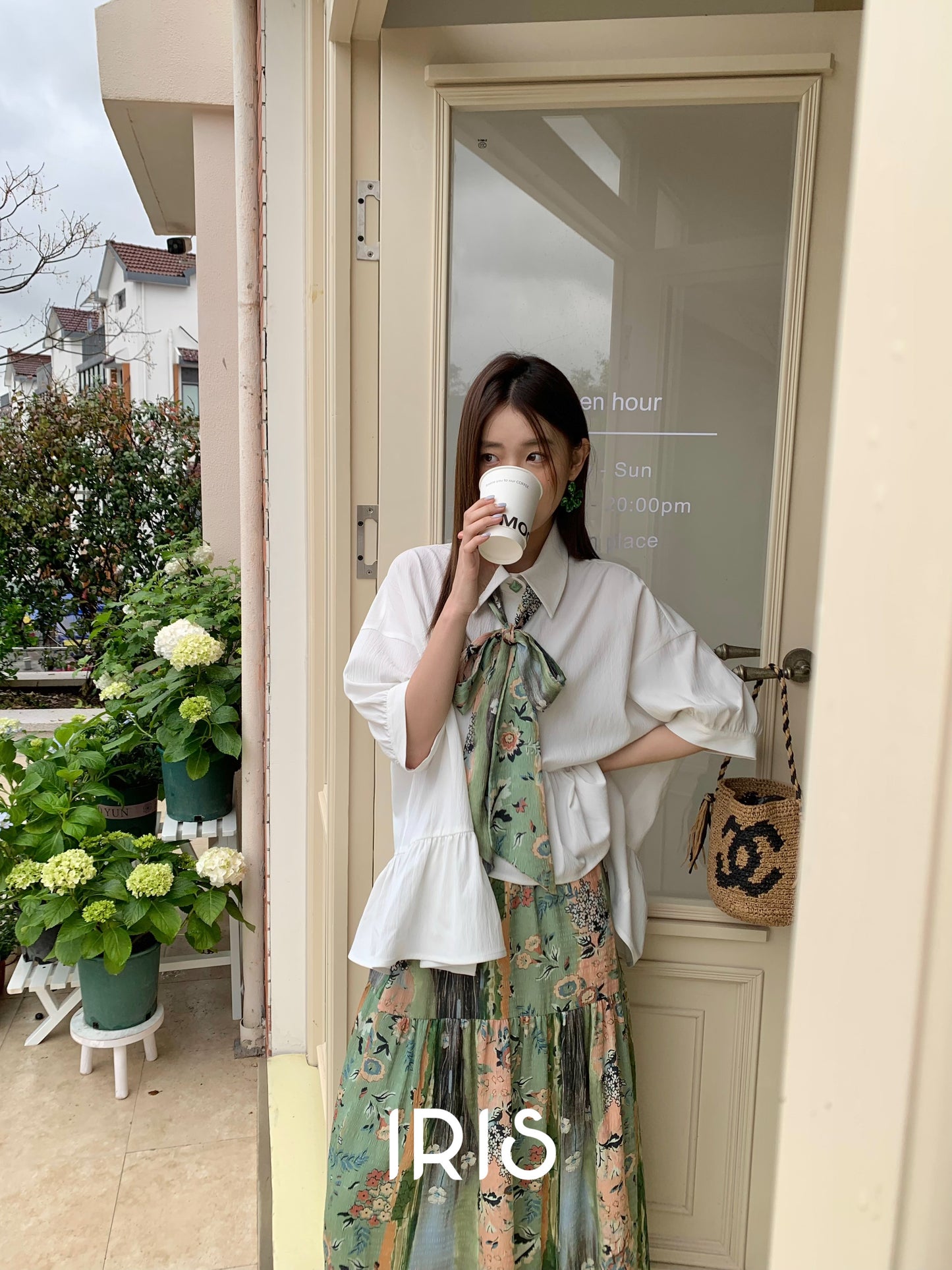 Cloud Tie-Neck Oversized Shirt - Arctic White