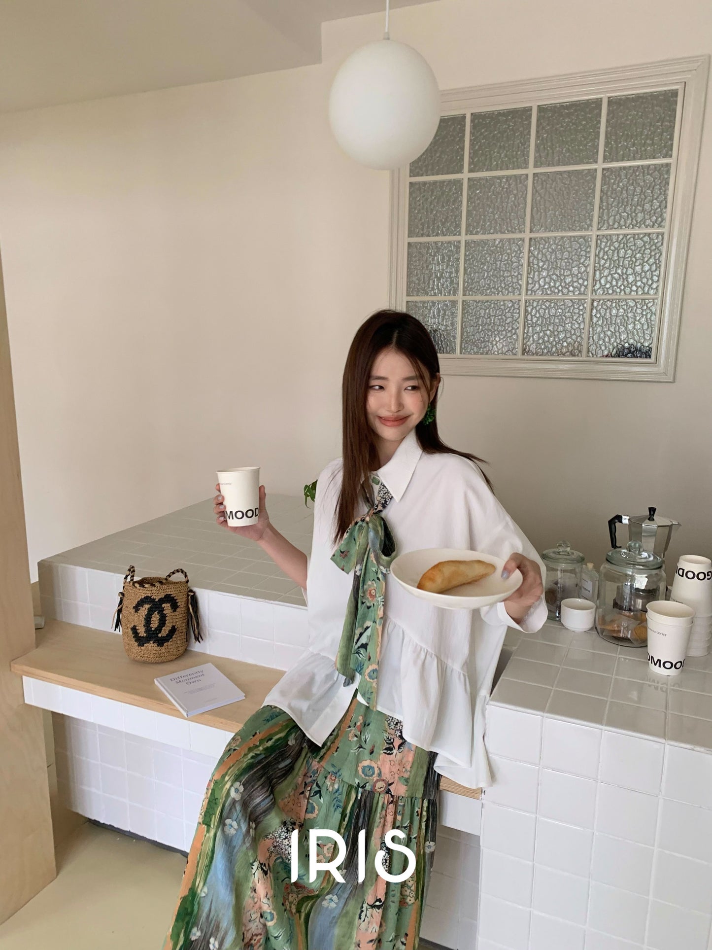 Cloud Tie-Neck Oversized Shirt - Arctic White