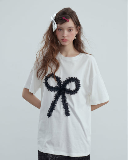 Party Bow Shirt - Midnight Black & Arctic White