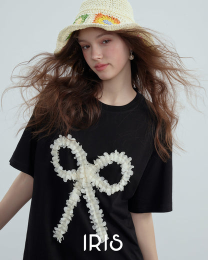 Party Bow Shirt - Midnight Black & Arctic White