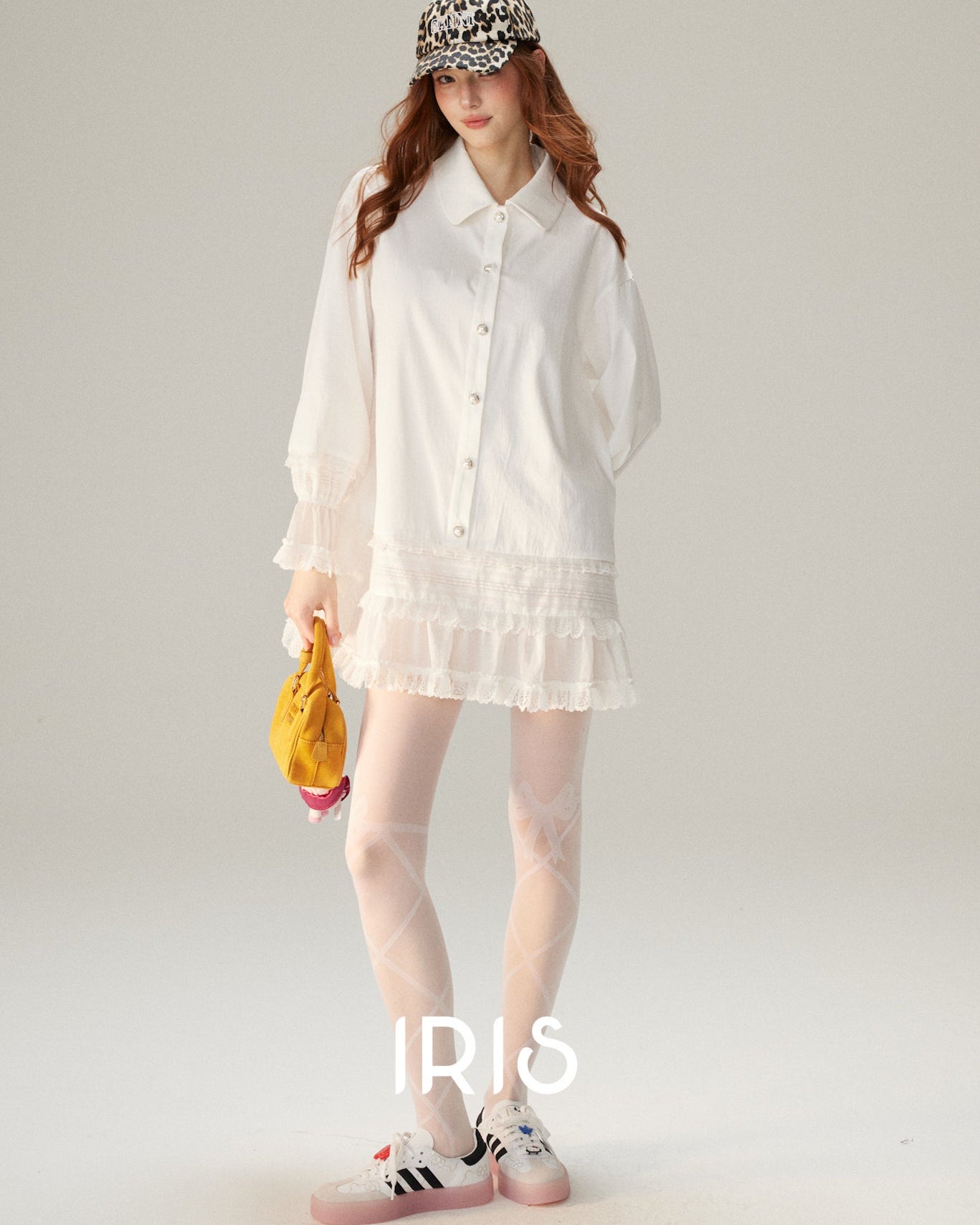Tiered Lace Ruffle Shirt Dress - Cloud White & Heritage Stripe