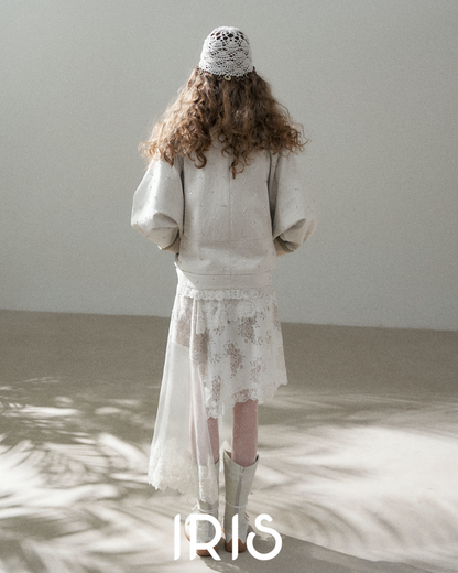 No.18 Dream “Unawakened Dawn” – Artisanal Lace Trim Shimmering Kimono Jacket