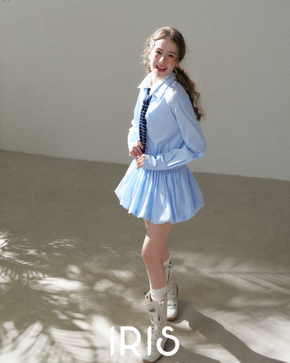 Pleated Shirt Mini Dress