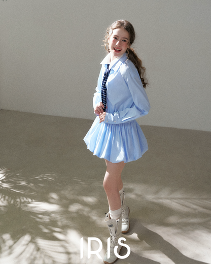 Pleated Shirt Mini Dress