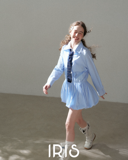 Pleated Shirt Mini Dress