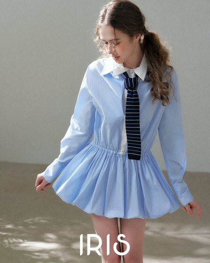 Pleated Shirt Mini Dress