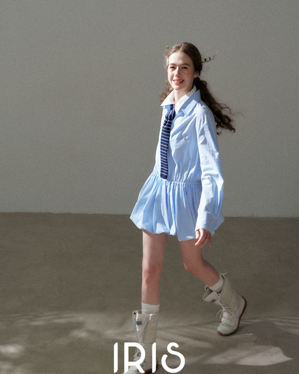 Pleated Shirt Mini Dress