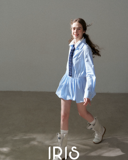 Pleated Shirt Mini Dress