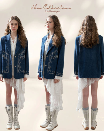 Embroidered Denim Style Jacket