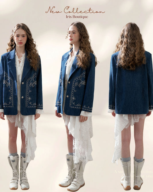 Embroidered Denim Style Jacket