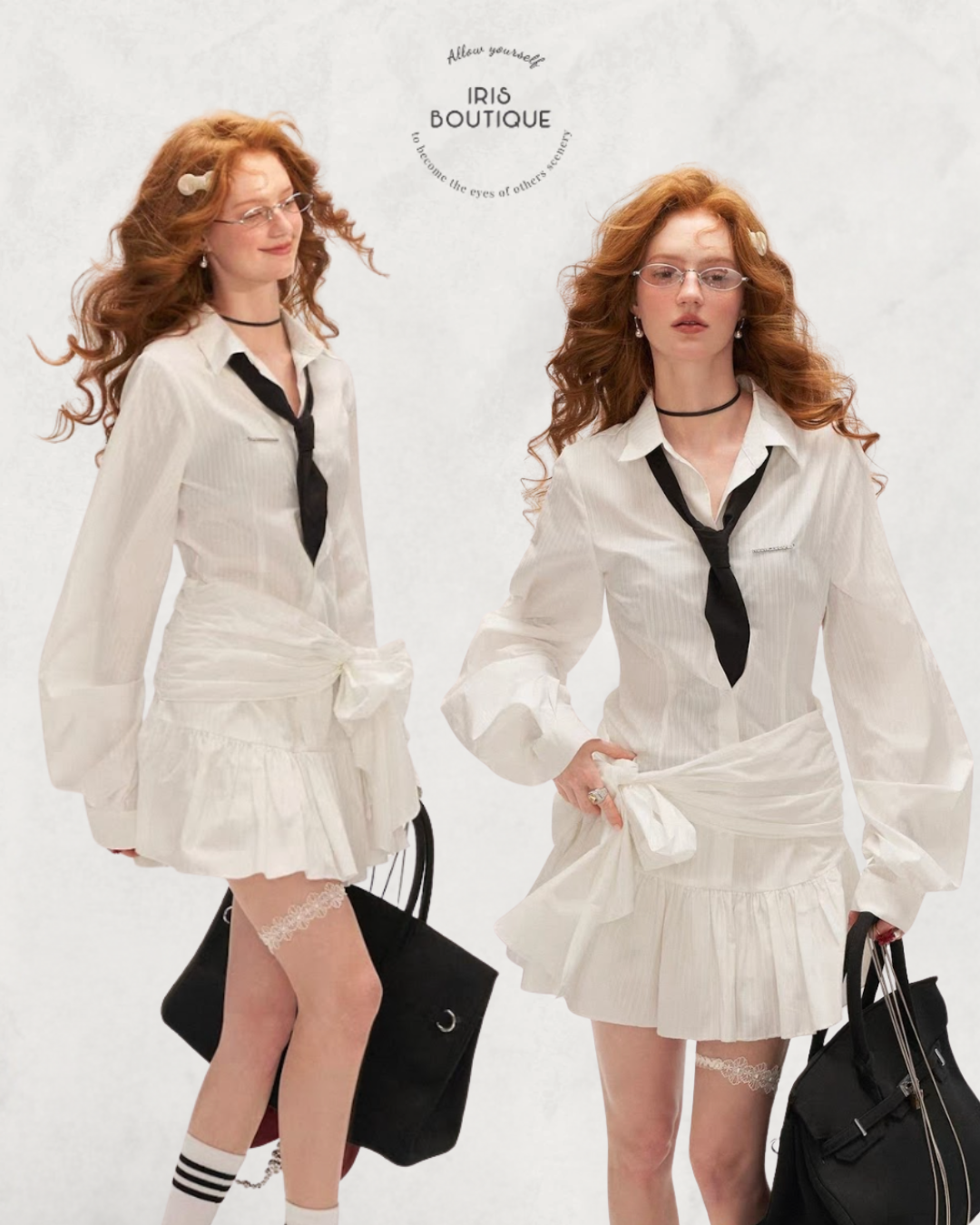 Draped Waist Ruffle Hem Shirt Dress