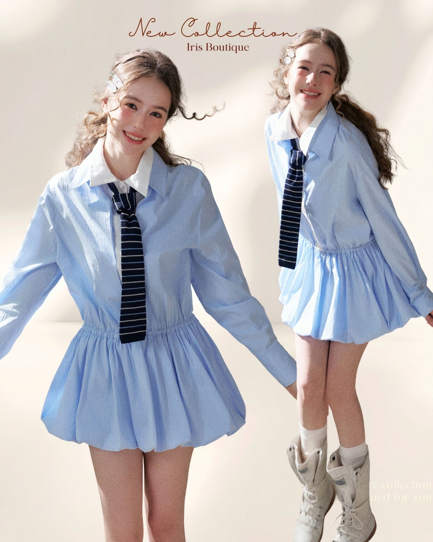 Pleated Shirt Mini Dress