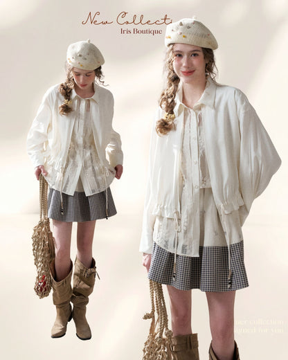 Drawstring Lace Panel Shirt
