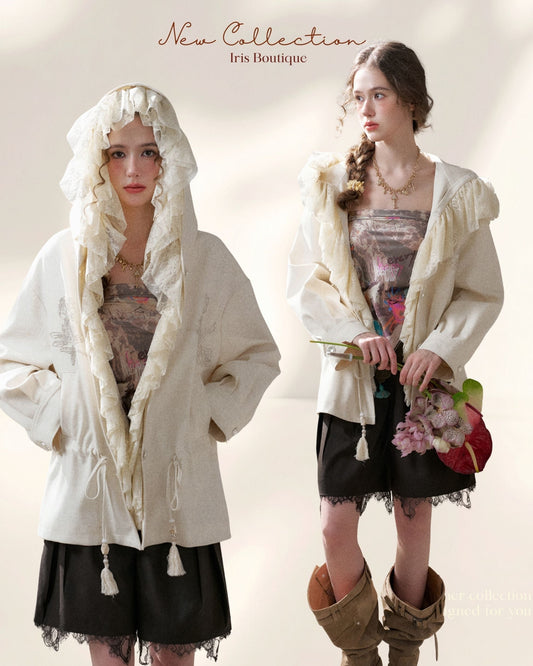 Ivory Hooded Layer Jacket