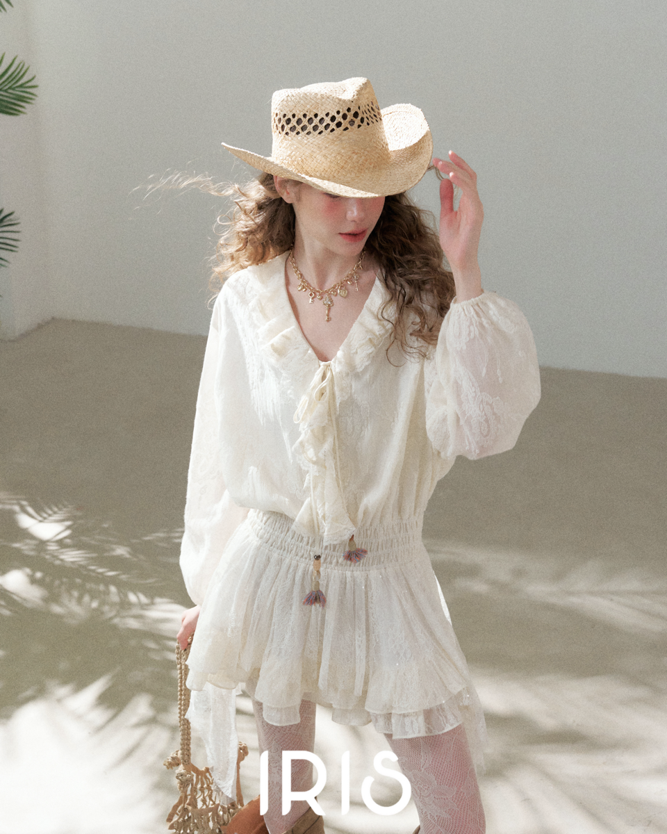 V-Neck Lace Panel Asymmetric Dress