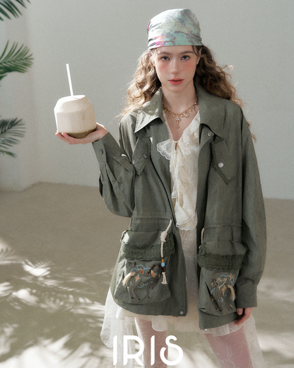 「Not on sale yet」Trio Explorer Parka - Khaki, Lavender & Olive