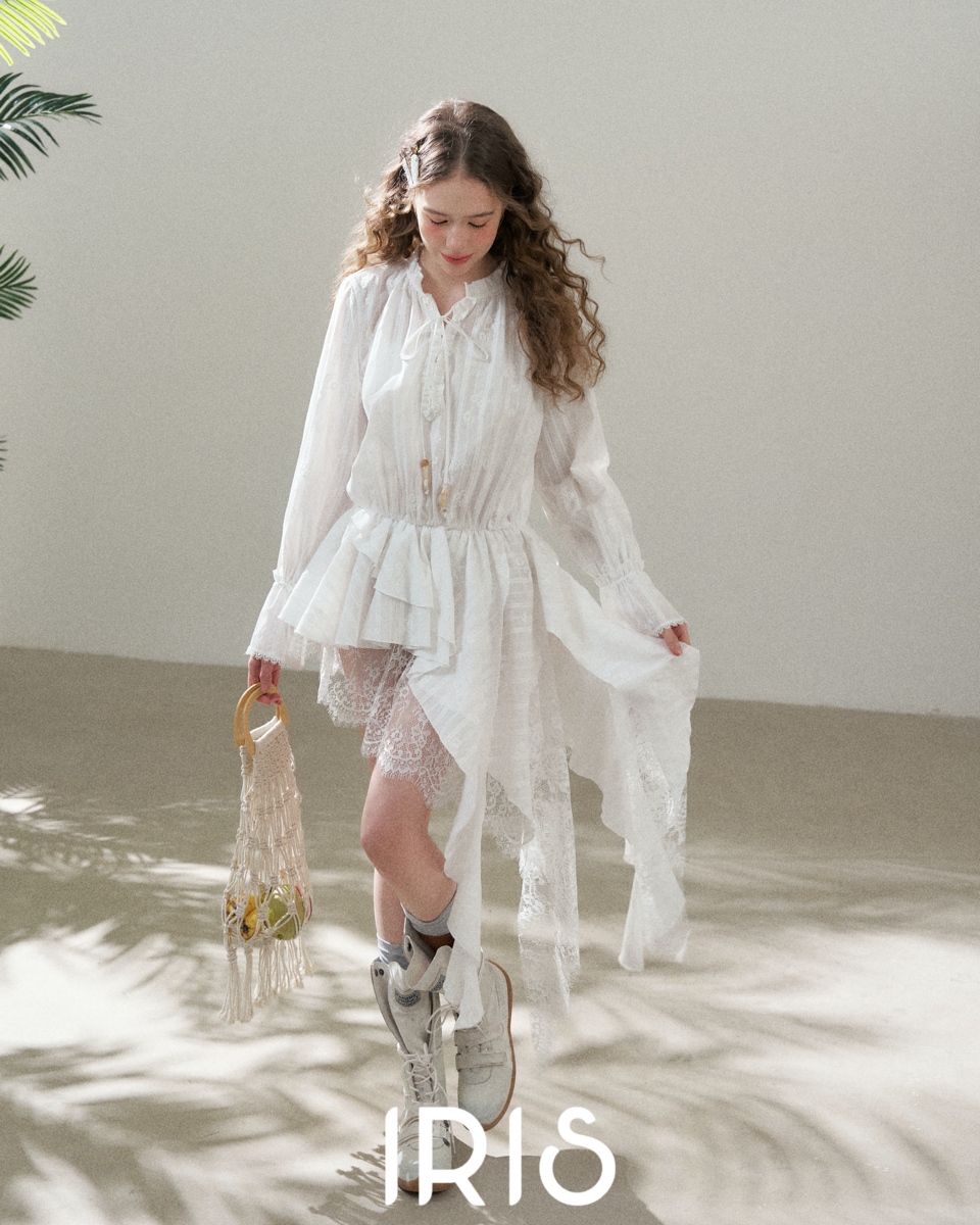 Cotton Ruffle Asymmetric Dress