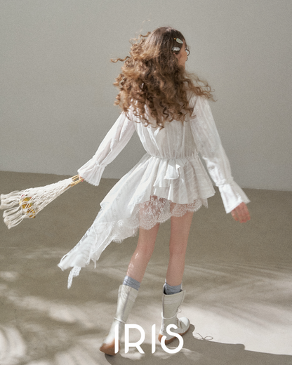 Cotton Ruffle Asymmetric Dress