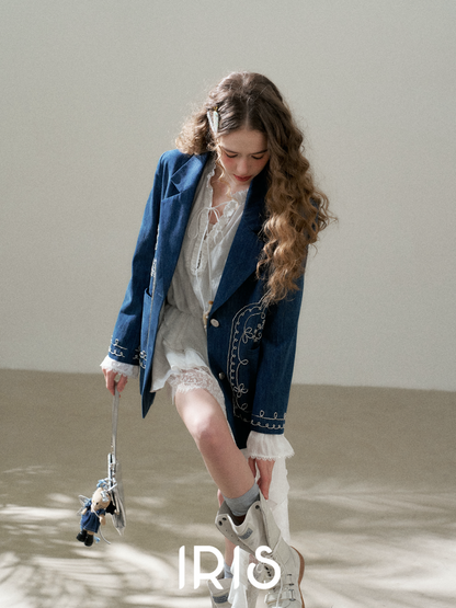 Embroidered Denim Style Jacket