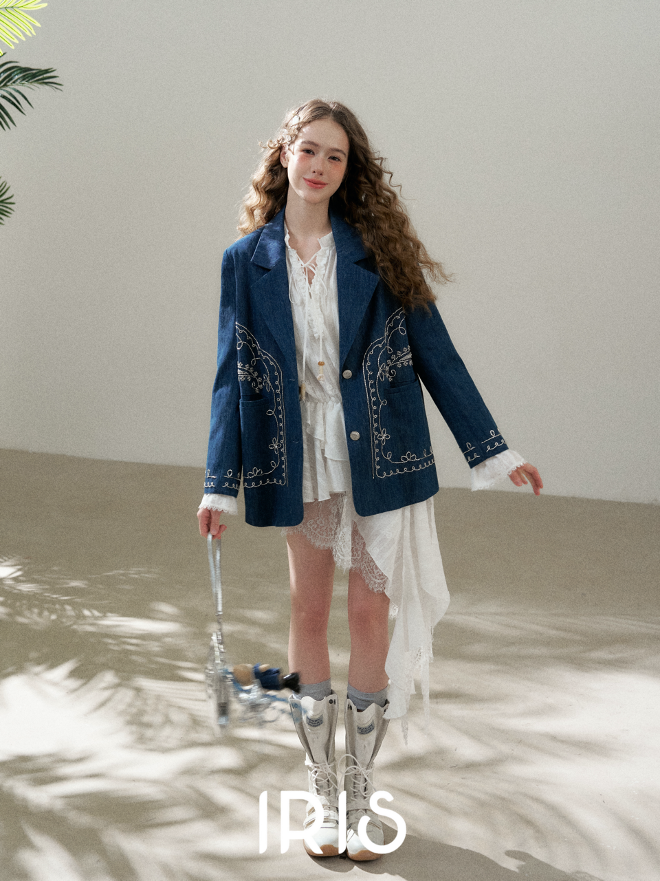 Embroidered Denim Style Jacket