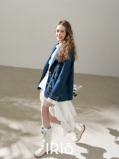 Embroidered Denim Style Jacket