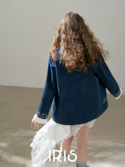 Embroidered Denim Style Jacket