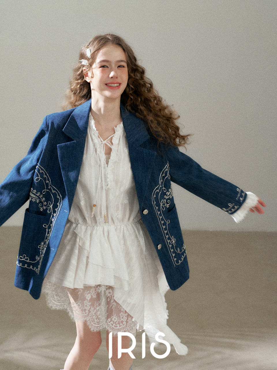 Embroidered Denim Style Jacket