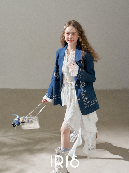 Embroidered Denim Style Jacket