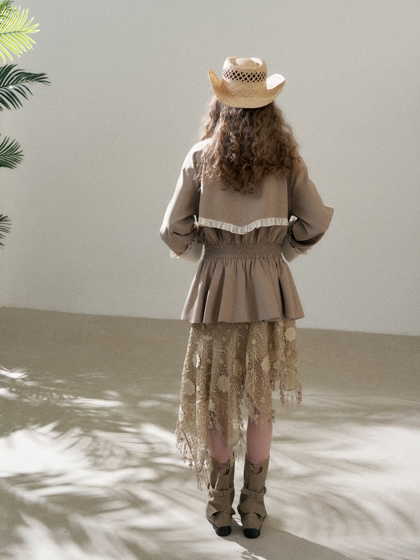 Stand Collar Peplum Jacket