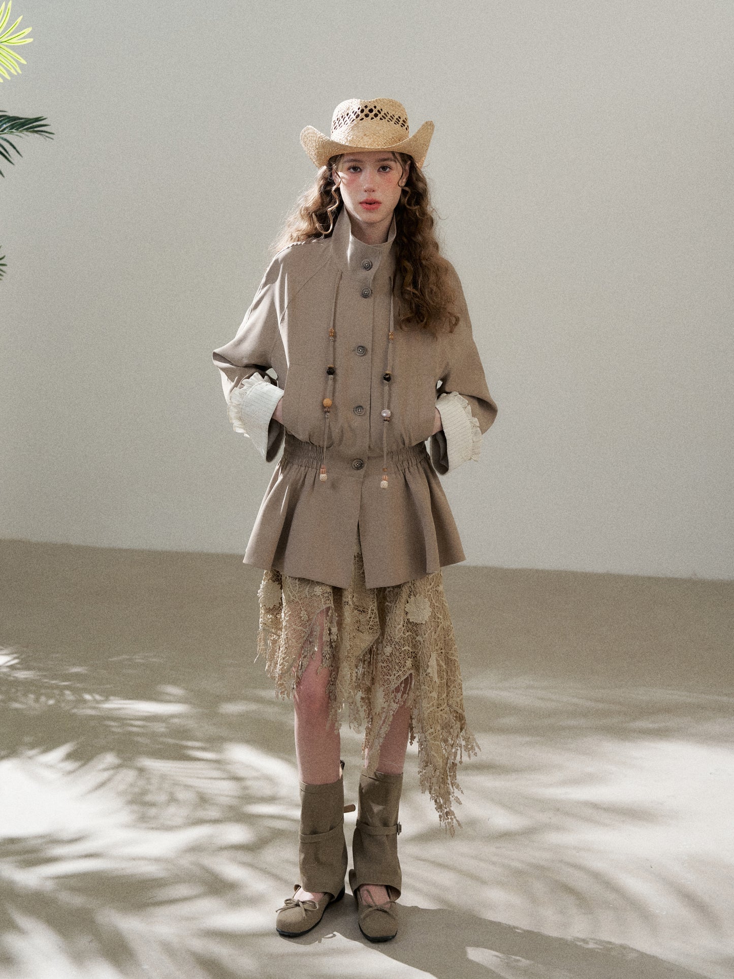 Stand Collar Peplum Jacket