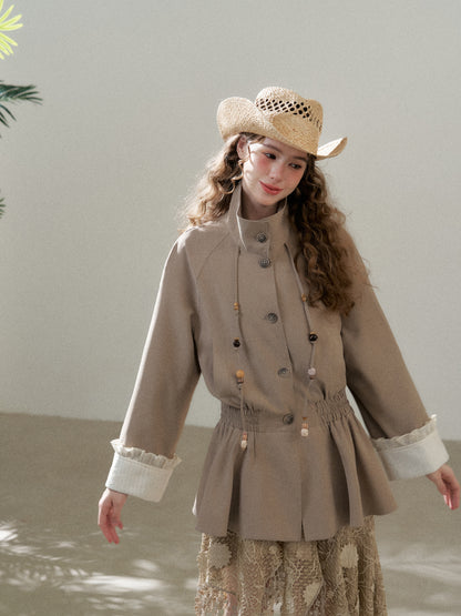 Stand Collar Peplum Jacket