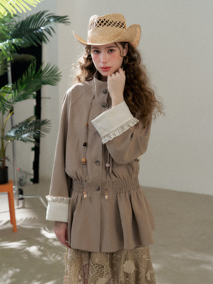 Stand Collar Peplum Jacket