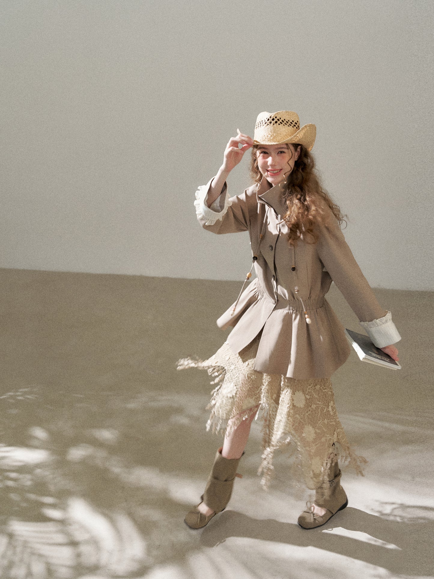 Stand Collar Peplum Jacket