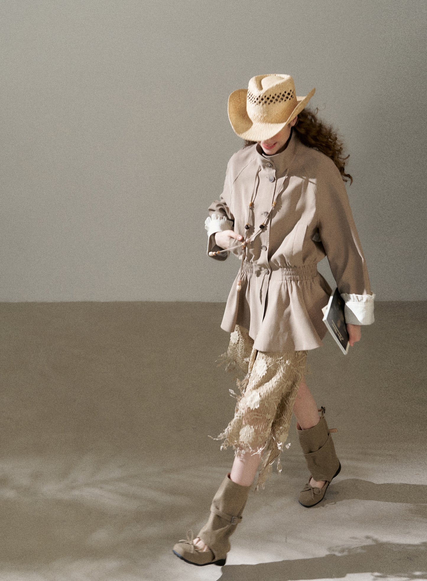 Stand Collar Peplum Jacket